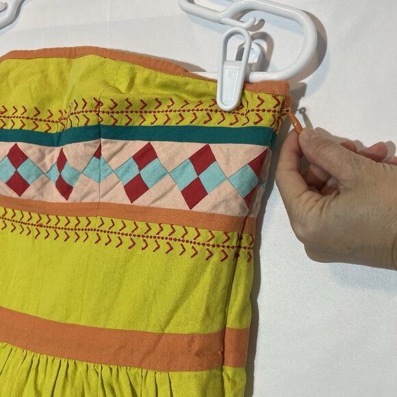 Anthropologie Leifsdottir Ribboned Quilotoa Dress Size 10 Strapless Yellow - Picture 11 of 12